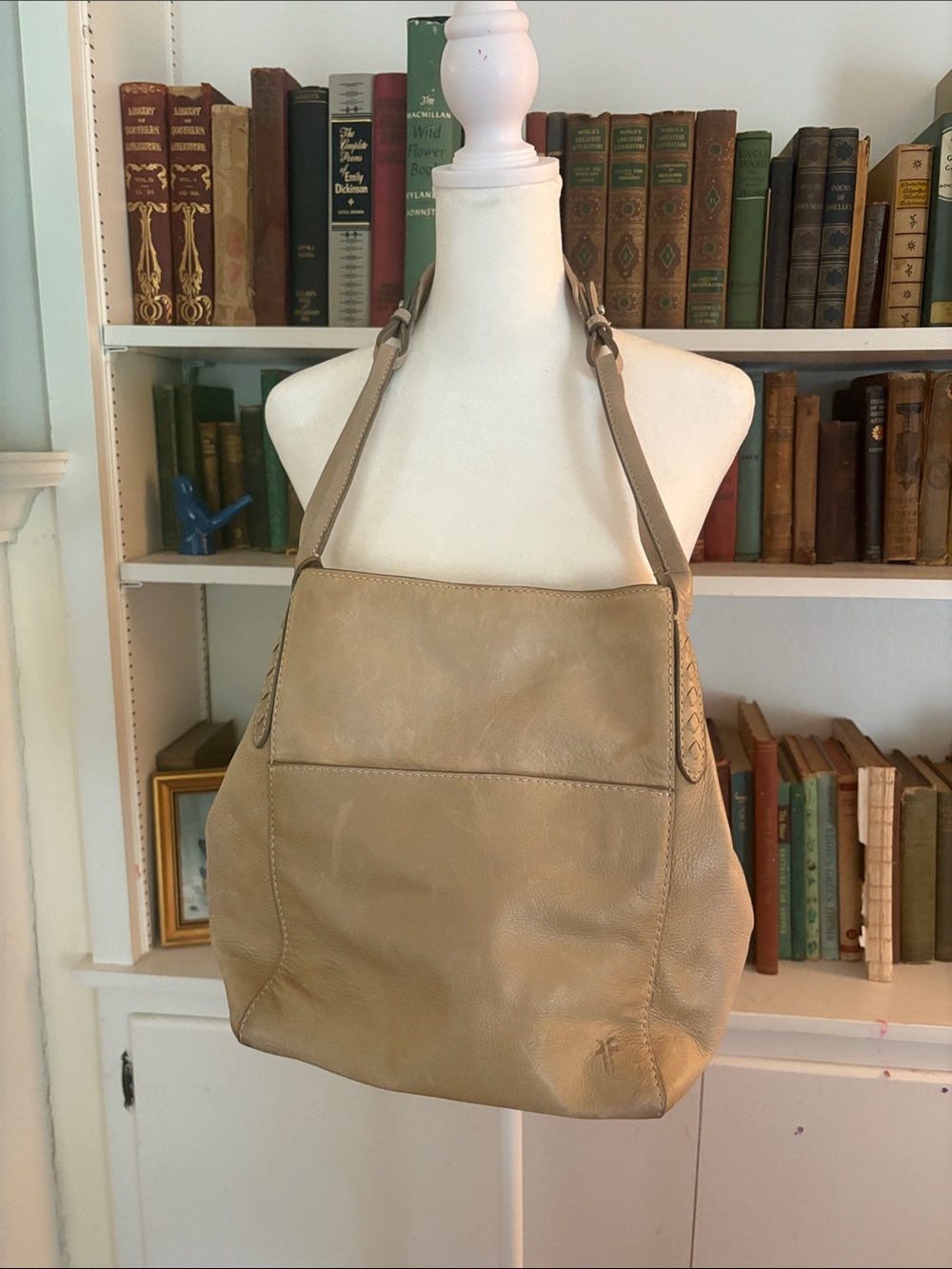 Frye Taupe Leather Hobo Shoulder Bag